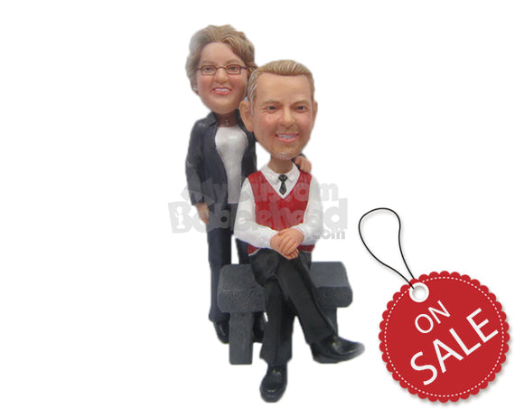 Custom Bobblehead Lovely Couple In Formal Attire With The Male Sitiing And The Woman Standing Behind Him - Wedding & Couples Couple Personalized Bobblehead & Cake Topper Custom Bobblehead Lovely Couple In Formal Attire With The Male Sitiing And The Woman Standing Behind Him - Wedding & Couples Couple Personalized Bobblehead & Cake Topper